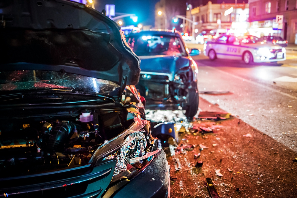 Car accident scene in Chicago, with severe damage suggesting a car accident attorney will be useful to those involved
